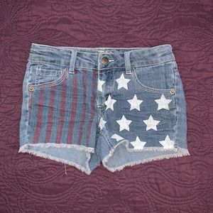 Girls 4th of July, American Flag jean shorts